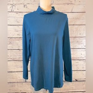 FASHION BUG Long Sleeve Mock Turtleneck Teal-0X